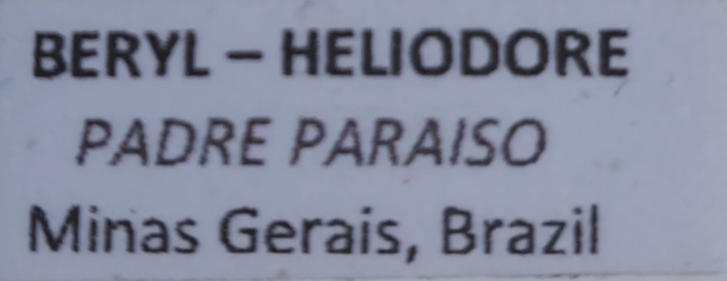 Certificate, Beryl heliodor